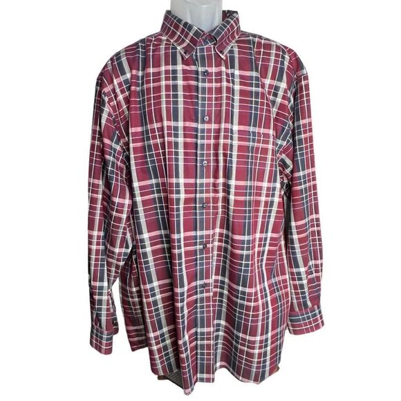Gold Label Shirt Button Down Men's XXL Long Sleeve Cotton  Plaid Red - Picture 2 of 10